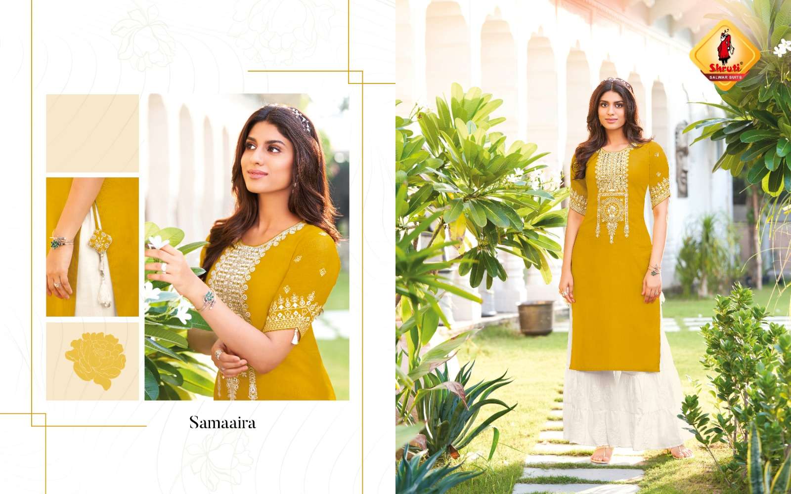 KKASHISH VOL 30  PURE COTTON LINEN WITH DIFFERENT TYPES OF STYLISH EMBROIDERY WORK KURTI BY SHRUTI SUITS BRAND SAMAIRAA